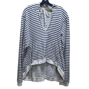 Hard Tail St. Tropez Split Front Mariner Striped Oversized Hoodie S Sweatshirt